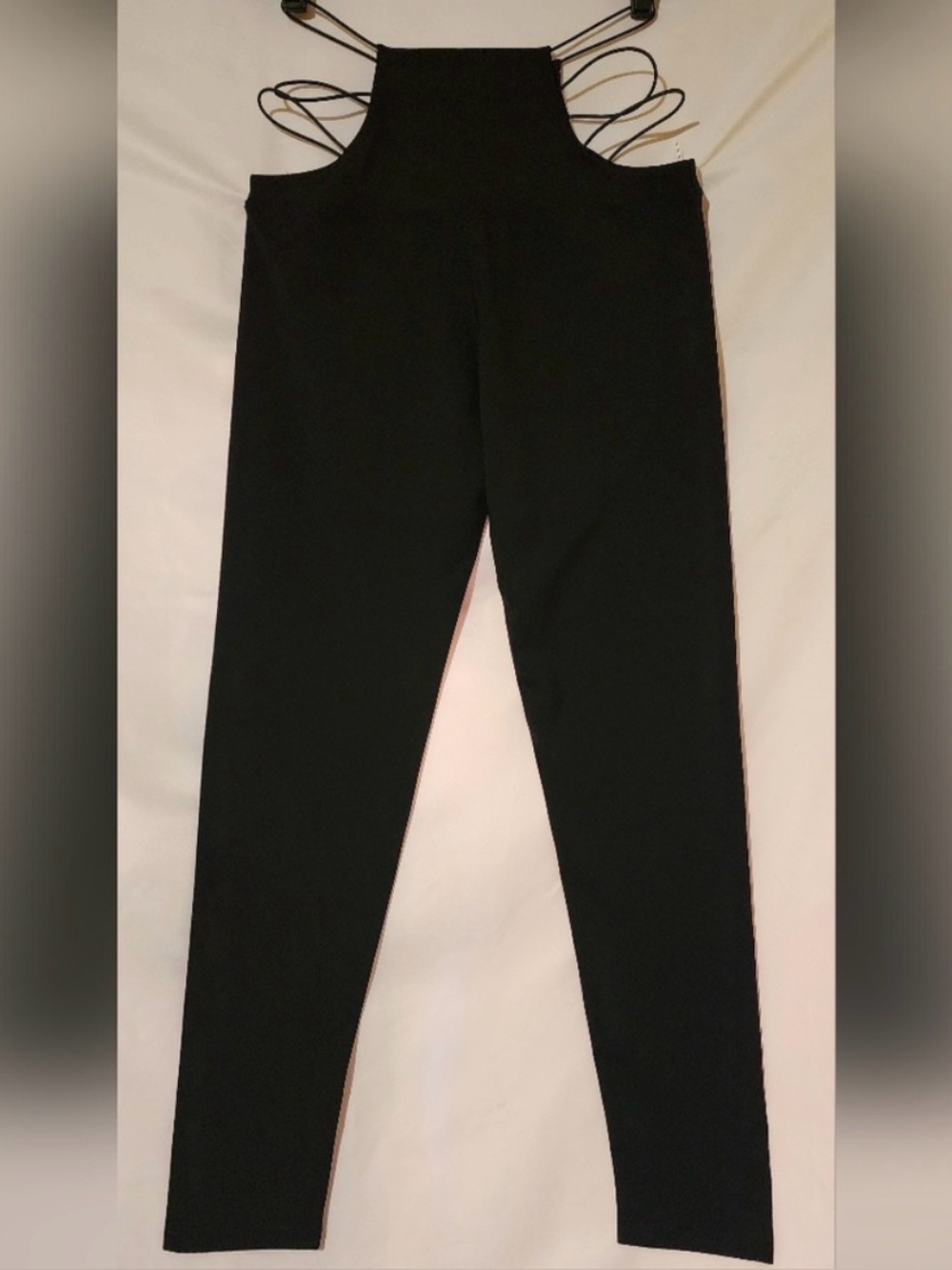 Black Strappy High-Waist Leggings